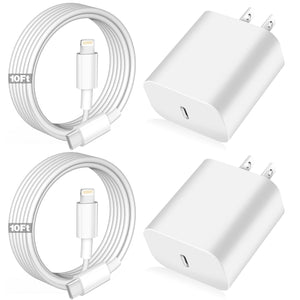 iPhone Fast Charger,Apple Charger Super Quick iPhone Charger Fast Charging,2Pack 10FT Long Type-C to Lightning Cable Cord USB C Wall Charger Block Adapter for iPhone 14 13 12 11/13Pro Max/12Mini/XS/XR