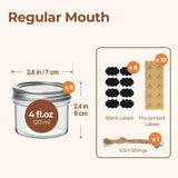 ComSaf Mini 4oz Mason Jars - 8 Pack, Regular Mouth, Small Glass Canning, Spice, Jam, Honey, Jelly, Dessert