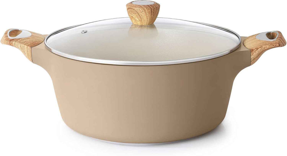 SENSARTE Ceramic Nonstick Stock Pot with Lid, 2.6/4.5/6.6/8.5 QT Soup Pot Casserole Pot, Non-toxic Healthy Pasta Pot, Large Cooking Pot Stew Pot, Induction Compatible, PFOA PFAS PTFE Free, White