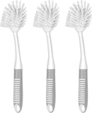 SetSail Dish Brush with Handle, 2 Pack Stiff Bristles Dish Scrubber with Built-in Scraper Dish Scrub Brushes for Cleaning Dishes, Pots and Pans, Kitchen Sink