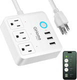 GHome Smart Plug Outlet Extender, USB Wall Charger with 3 Individual Smart Outlets and 3 Smart USB Ports, Works with Alexa Google Home, Surge Protector Plug Extender for APP Control,15A/1800W
