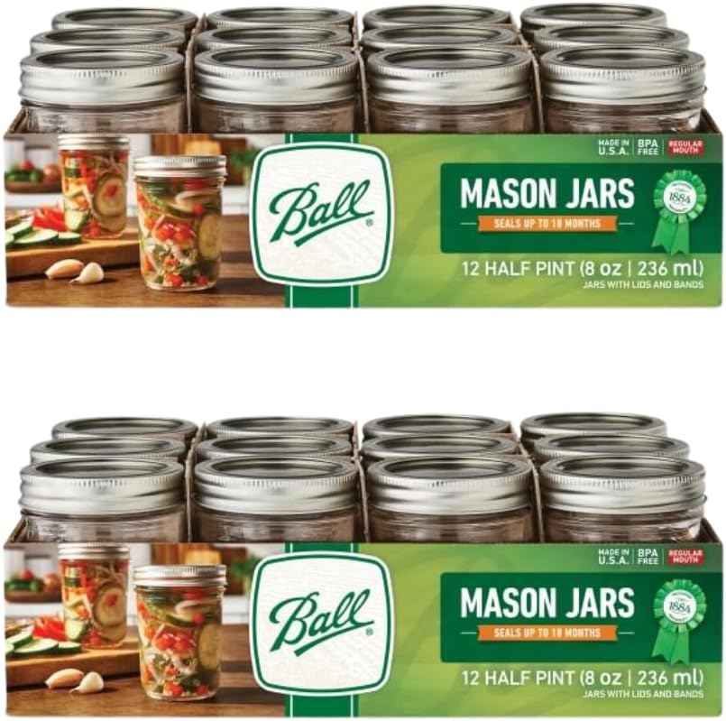 Ball Wide Mouth Glass Mason Jars with Lids and Bands, Used for Canning, Pickling, Juice, Jam, Jelly, Quart Size 32 Ounce (Pack of 2)