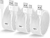 Car Carplay Cable for iPhone 17 16 15 Pro Plus Pro Max Air，3-Pack [3.3FT+3.3FT+6FT] USB A to USB C Cable for iPhone 17 16 15，for iPad Pro/Air/Mini，for Galaxy S25 S24，for MacBook Pro/Air and More