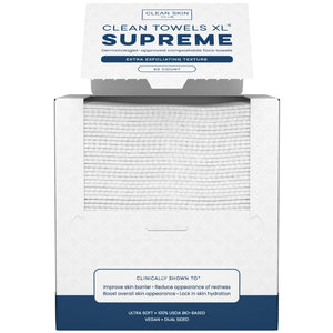 Clean Skin Club Clean Towels XL® Supreme, 100% USDA Biobased Face Towel, Disposable Face Towelette, Eczema Association Accepted, Thicker Textured Dry Wipes, Ultra Absorbent & Soft, 1 Pack, 50 Ct