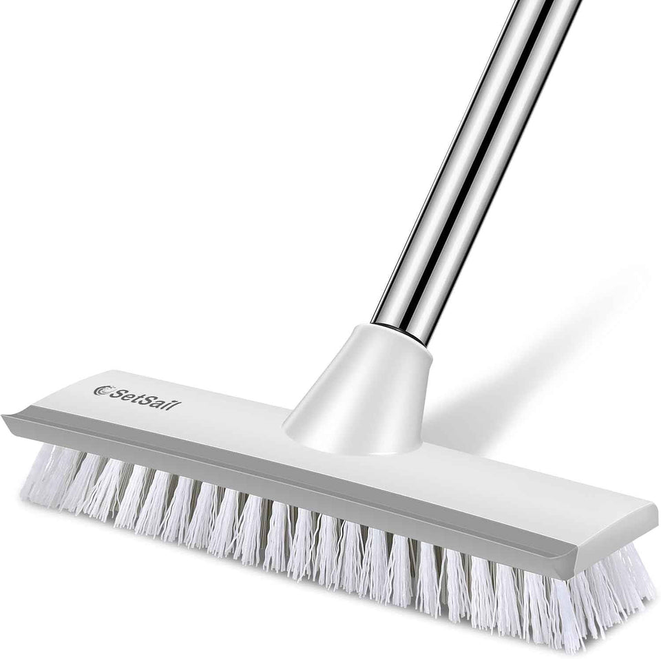 SetSail 51-inch Adjustable Handle 2 in 1 Stiff Bristle Floor Scrubber for Shower Bathroom Garage Kitchen