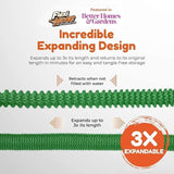 Flexi Hose with 8 Function Nozzle, 50FT - Lightweight Expandable Garden Hose, No-Kink Flexibility, 3/4 Inch Solid Brass Fittings and Double Latex Core - Green