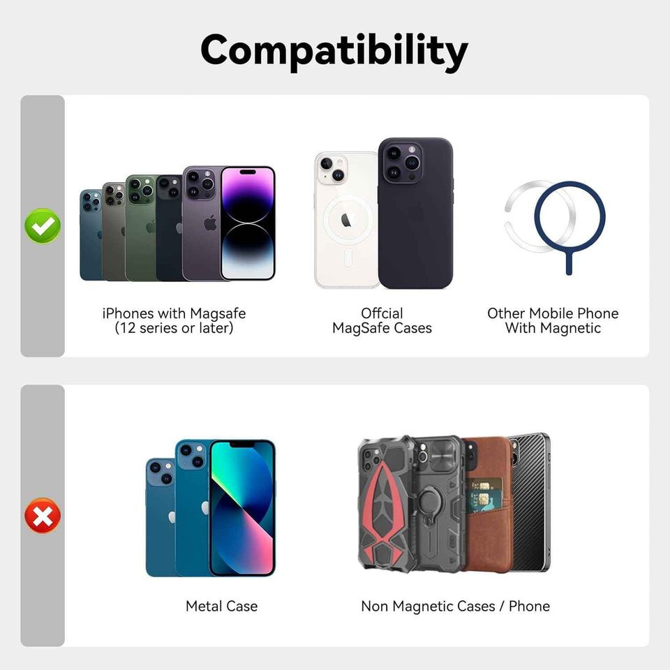 Stronger magnetic RFID leather Mag-Safe card holder for iPhone 16/17/15/14/13/12 Pro/Promax, Mag-Safe accessories, black