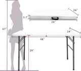 Gocamptoo Folding Table,4ft Indoor Outdoor Heavy Duty Portable Folding Square Plastic Dining Table w/Handle, Lock for Picnic, Party, Camping (4 FT) …
