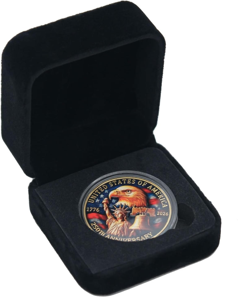 250 Anniversary Coin 250th Year American USA Anniversary Commemorative Coin Merch Merchandise with Case Collectible Gifts
