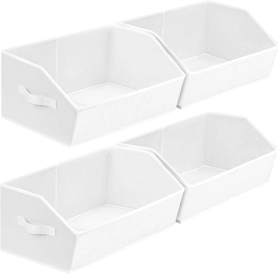 Closet Organizers Bins 6 Packs - Large Closet Shelf Organizer with Handles, Fabric Trapezoid Storage Bins, Collapsible Storage Cubes for Clothes, Towels, Light Gray