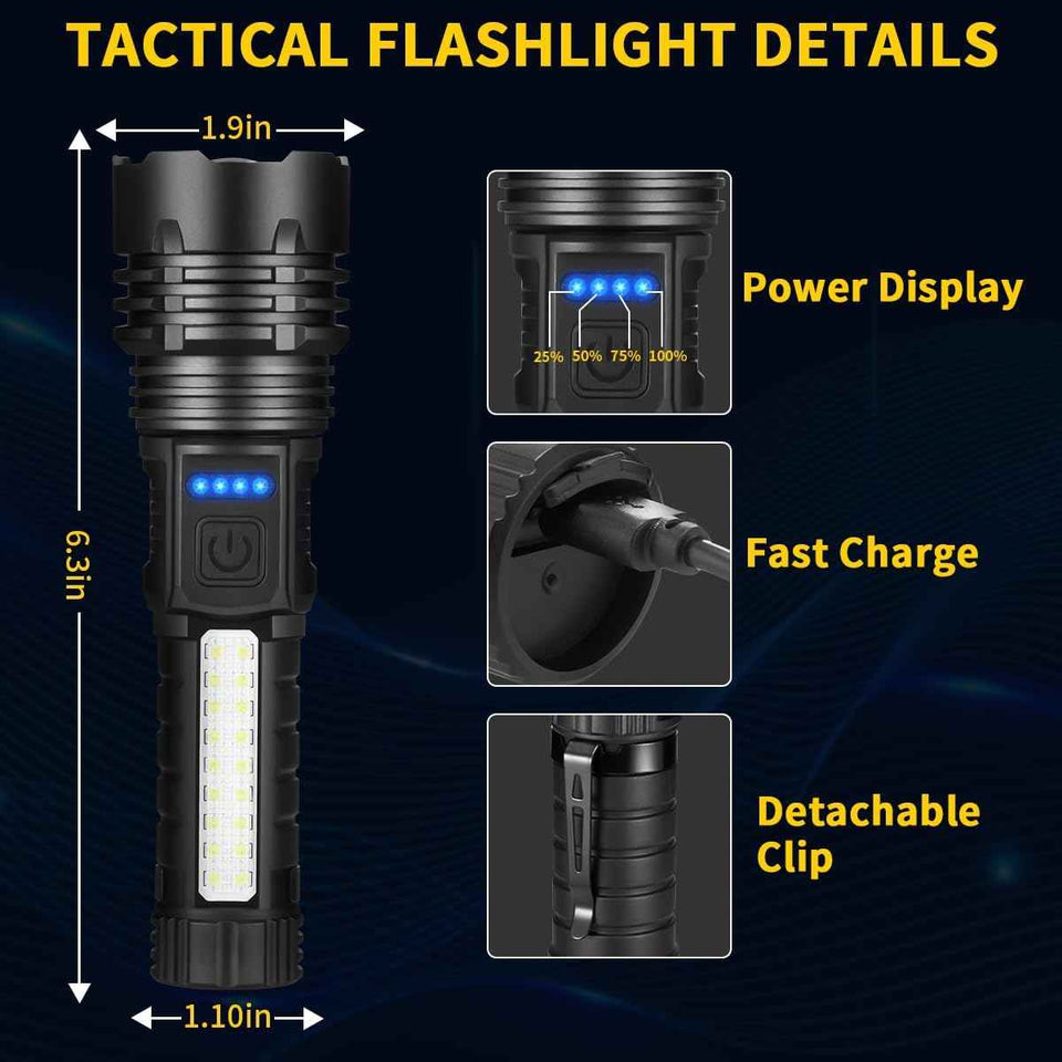 7-mode rechargeable flashlights, 2-pack, high lumens, adjustable, tactical LED flashlights