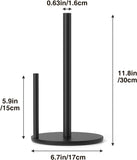 Paper Towel Holder Black, Premium Stainless Steel Kitchen Roll Dispenser, Countertop Roll Organizer with Weighted Base
