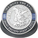 Saint Michael Patron Saint of Law Enforcement Challenge Coin The Thin Blue Line Silver Plated Coins