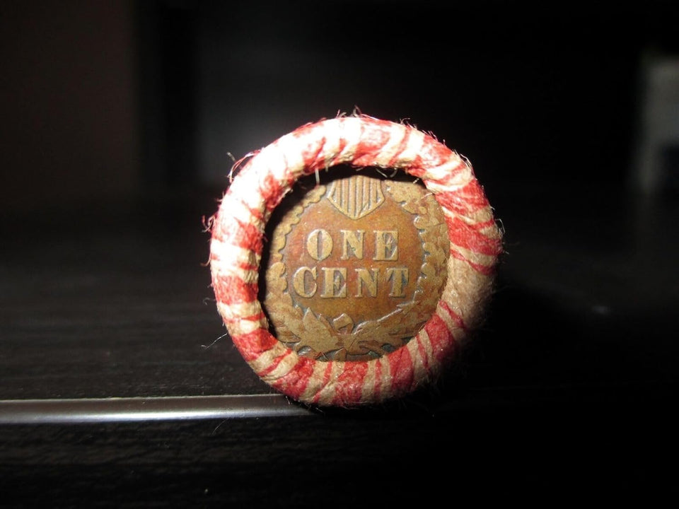 1909-1958 US Mint Wheat Penny Shot Gun Roll w/Indian Head Cent End Penny Seller Good or Better