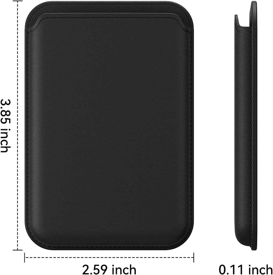 Stronger magnetic RFID leather Mag-Safe card holder for iPhone 16/17/15/14/13/12 Pro/Promax, Mag-Safe accessories, black