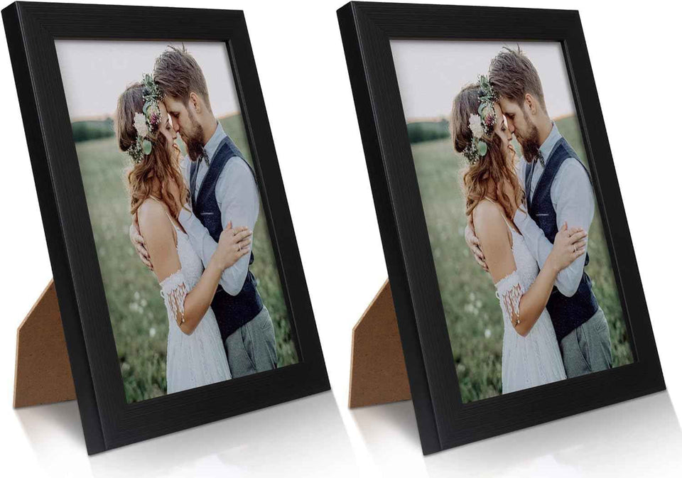 pecula 2-pack black picture frame for 5x7 photos, plexiglass and plastic construction, wall and tabletop display