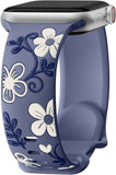 Witzon Floral Band Compatible with Apple Watch Bands For Women 40mm 41mm 38mm 42mm 44mm 45mm 46mm 49mm, Engraved Cute Flower Silicone Dressy Strap for iWatch Series 11 10 9 8 7 6 5 4 3 2 SE Ultra
