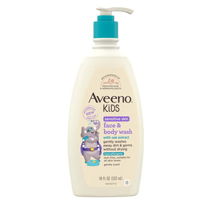 aveeno kids face & body wash for sensitive skin, oat extract, 18 fl oz