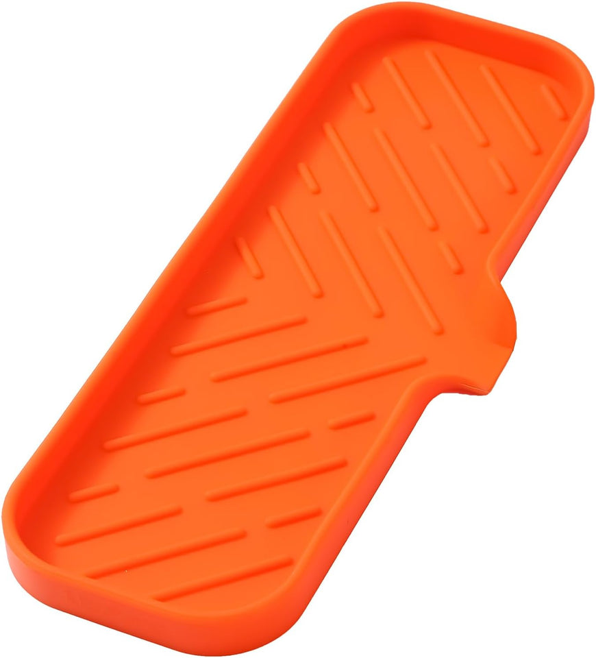 MicoYang silicone bathroom soap dish with drain spout, sink organizer, and sponge holder, 4.9 x 3.2 inches