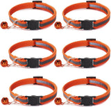 Nylon 6 Pack Reflective Cat Collar with Bell and Breakaway Buckle Adjustable 19-32cm Mixed Colors