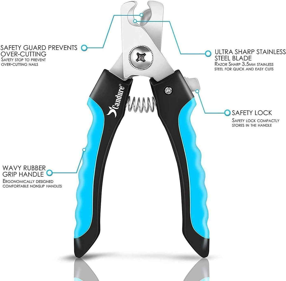 candure dog nail clippers and trimmer with safety guard for small medium-large breeds pet nail clipper