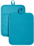 KITCHENAID Ribbed Soft Silicone Pot Holder 2-Pack Set, Matte Black, 7"x9"