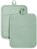 KitchenAid Ribbed Soft Silicone Pot Holder 2-Pack Set, Milkshake Tan, 7"x9"