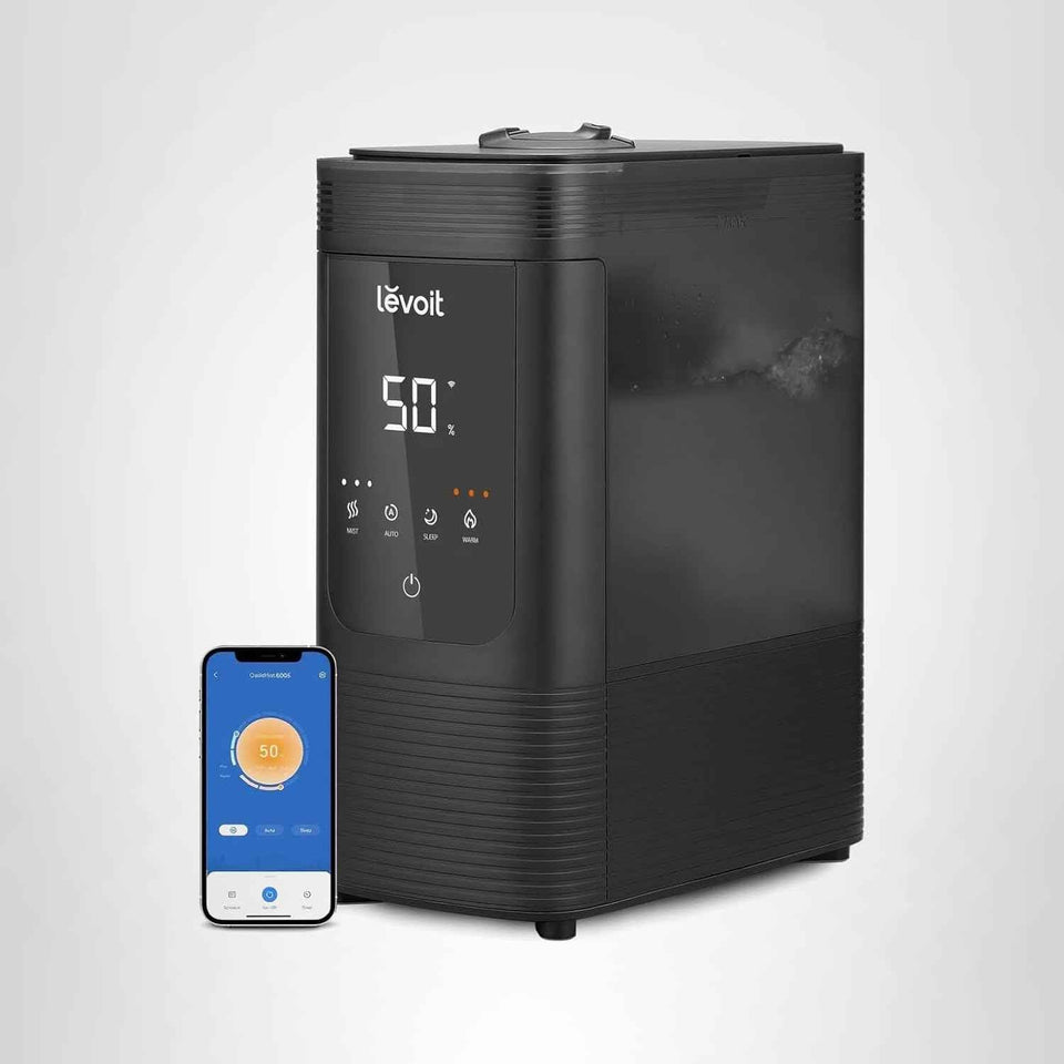 LEVOIT Humidifiers for Bedroom Home, Smart Warm and Cool Mist Air Humidifier for Large Room, Auto Customized Humidity, Fast Symptom Relief, Easy Top Fill, Essential Oil, Quiet, OasisMist4.5L, White