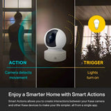 Kasa EC70 Indoor Pan/Tilt 1080p HD security camera with night vision, motion detection, and cloud storage