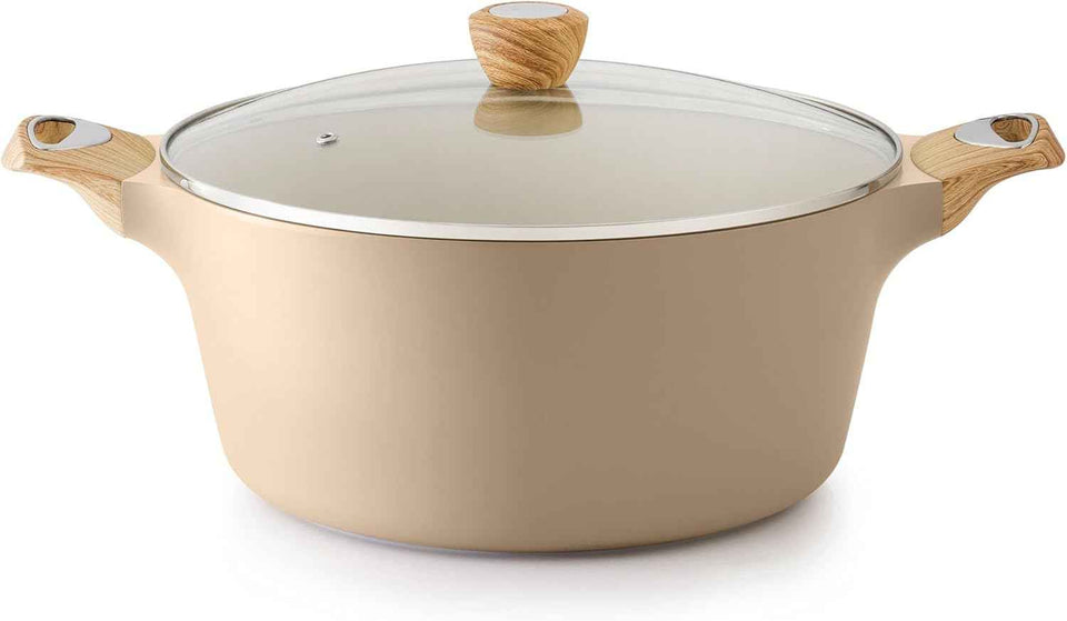 SENSARTE Ceramic Nonstick Stock Pot with Lid, 2.6/4.5/6.6/8.5 QT Soup Pot Casserole Pot, Non-toxic Healthy Pasta Pot, Large Cooking Pot Stew Pot, Induction Compatible, PFOA PFAS PTFE Free, White