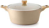 SENSARTE Ceramic Nonstick Stock Pot with Lid, 2.6/4.5/6.6/8.5 QT Soup Pot Casserole Pot, Non-toxic Healthy Pasta Pot, Large Cooking Pot Stew Pot, Induction Compatible, PFOA PFAS PTFE Free, White
