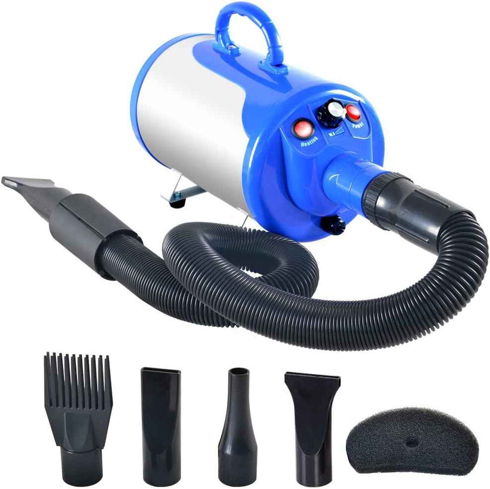 SHELANDY Groomer Partner Pet Hair Force Dryer Dog Grooming Blower with Heater - Blue, 2200W, 12-Feet Cord