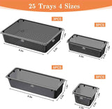 25 PCS Plastic Drawer Organizer Set with 4-Size Trays for Makeup, Jewelry, and Gadgets Storage and Organization