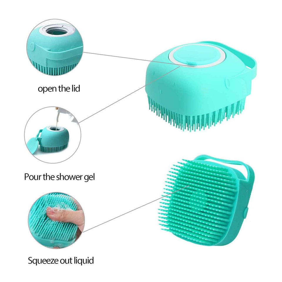 elegx pet grooming bath massage brush yellow soft silicone bristle for long short haired dogs cats shower