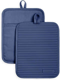 KITCHENAID Ribbed Soft Silicone Pot Holder 2-Pack Set, Matte Black, 7"x9"