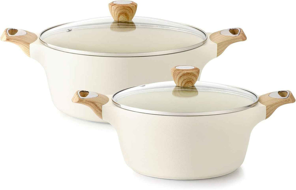 SENSARTE Ceramic Nonstick Stock Pot with Lid, 2.6/4.5/6.6/8.5 QT Soup Pot Casserole Pot, Non-toxic Healthy Pasta Pot, Large Cooking Pot Stew Pot, Induction Compatible, PFOA PFAS PTFE Free, White