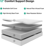 Novilla King Mattress, 12 Inch King Size Memory Foam Mattress with Comfort Foam for Pressure Relief & Cool Fresh Sleep, Removable Washable Cover,Mattresses in a Box,Medium Firm