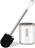 Compact Toilet Brush & Holder, Stainless Steel Handle, Space Saving for Storage