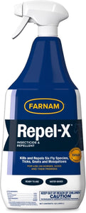 Farnam Repel-X Ready-To-Use Fly Spray, Insecticide And Repellent For Horses And Dogs, 32 Fluid Ounces, 1 Quart Bottle With Trigger Sprayer