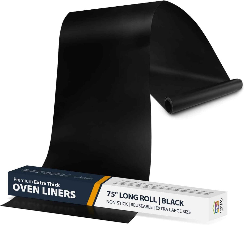 Oven Liners for Bottom of Oven - 2 Pack Large Heavy Duty Mats, 17”x25” Non-Stick Reusable Liner for Electric, Gas, Toaster Ovens, Grills - BPA & PFOA Free Kitchen Accessory to Keep Oven Clean (Black)