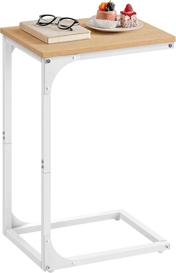 VASAGLE C-Shaped End Table, Small Side Table for Couch, Sofa Table with Metal Frame for Living Room, Bedroom, Bedside, Rustic Brown and Black