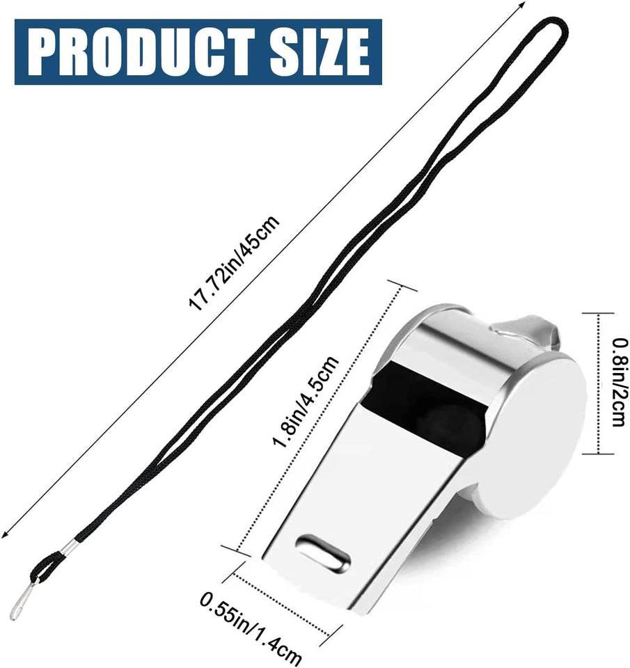 3 Pcs Whistle,Stainless Steel Sports Whistle with Lanyard for Coaches Referees Emergency Outdoor Sports