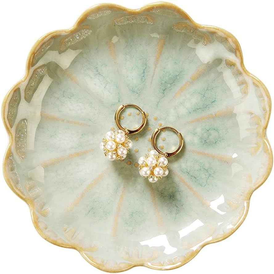 Lotus Leaf Shape Decorative Ring Tray, Small Key Bowl, Ceramic Trinket Tray Jewelry Dish Organizing Necklace Earrings, Home Decoration for Mom Best Friend Sister, Pink.