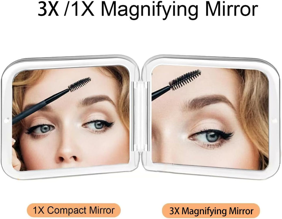Small Compact Mirror for Purse,5X/1X Travel Magnifying Mirror for Women, Makeup Mirror for Girls, Portable Ultra Slim Pocket Mirror（Pink）