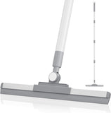 180° Rotating Floor Squeegee with 52'' Long Handle for Floor, Window, and Bathroom Cleaning (White)