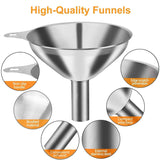 Premium Metal Stainless Steel Funnel Set of 3 with Food Grade Material and Convenient Handle Design