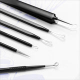6-piece professional stainless steel blackhead remover pimple popper tool kit with ergonomic handle