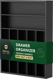ROYAL CRAFT WOOD Luxury Bamboo Kitchen Drawer Organizer - Silverware Organizer, Utensil Holder & Cutlery Tray Drawer Dividers for Flatware (9 Slot, Natural)