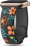 Witzon Floral Band Compatible with Apple Watch Bands For Women 40mm 41mm 38mm 42mm 44mm 45mm 46mm 49mm, Engraved Cute Flower Silicone Dressy Strap for iWatch Series 11 10 9 8 7 6 5 4 3 2 SE Ultra