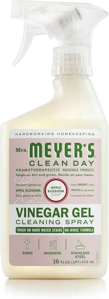 Mrs. Meyer's Apple Blossom Vinegar Gel Cleaning Spray, 16 Fl Oz, No-Rinse Formula for Bathroom Use